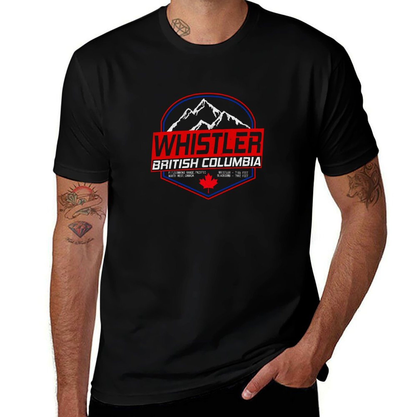 Mountain Biking Whistler - T-shirt retrò Ski Whistler B.C Canada,